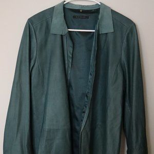 ELIE TAHARI Green Women's Lamb Leather Open Blazer Jacket  Fitted Size Large